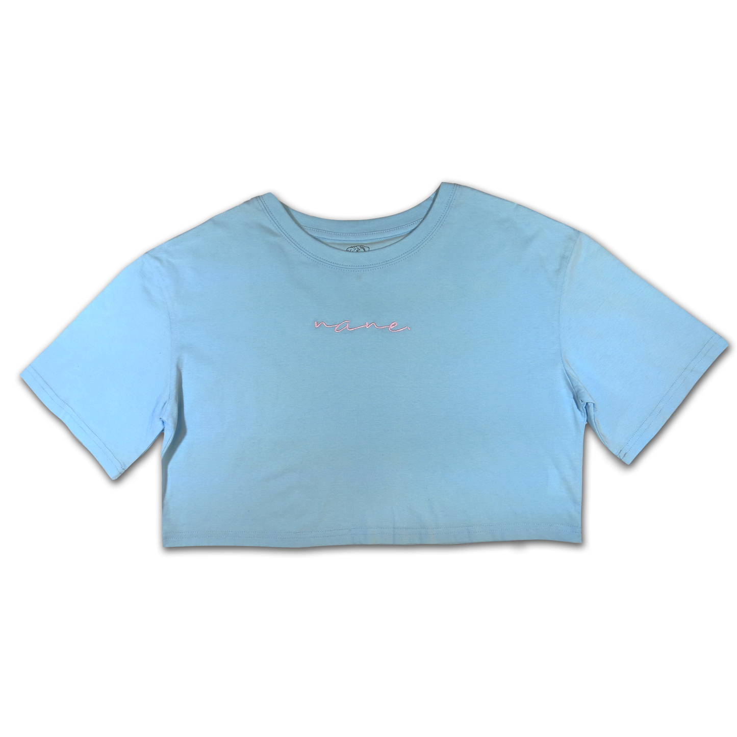 NANE “Brand” Embroidered Crop- Top Light Blue