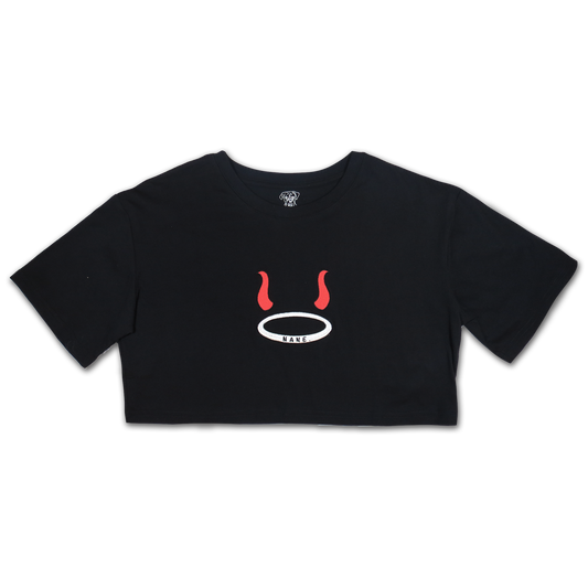 NANE “Heaven or Hell” Embroidered Crop-Top Black